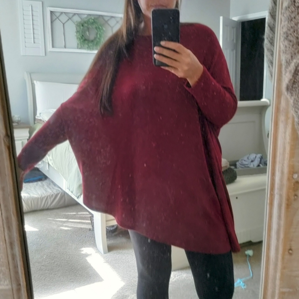Red batwing sweater. Size 2X